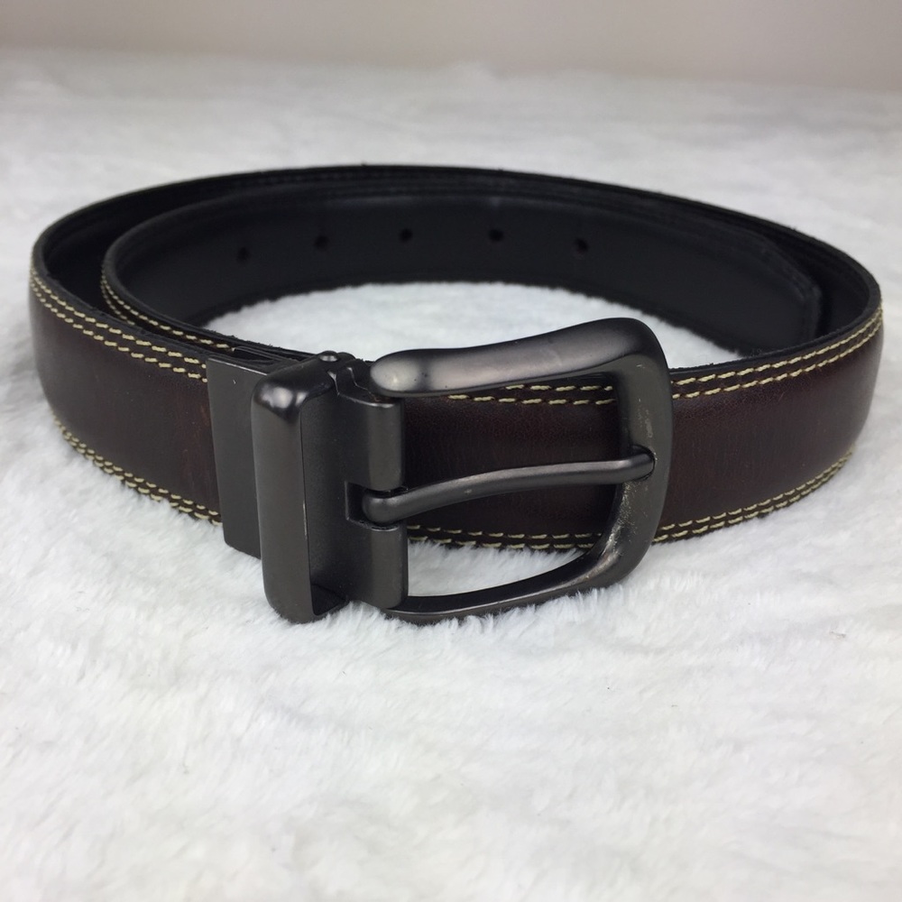 Leather Women’s Belt Brown Contrast Stitching L
